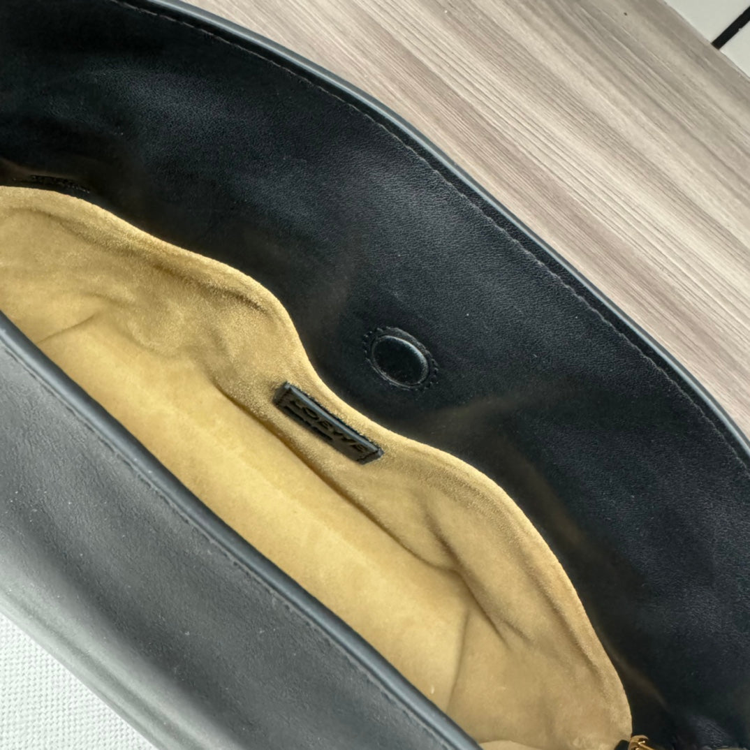 LOEWE LOE 23 MINI FLAMENCO PURSE BAG IN BLACK NAPPA LAMBSKIN