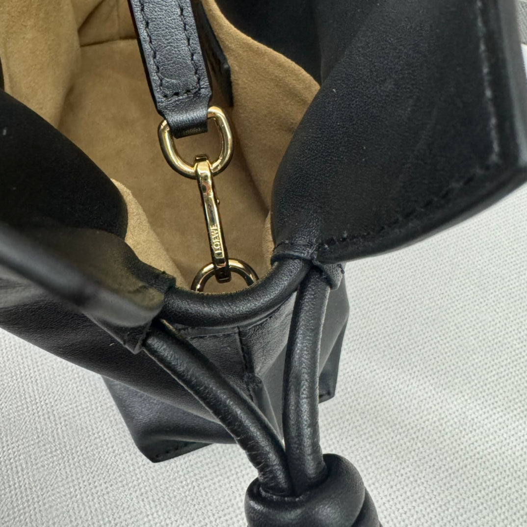 LOEWE LOE 23 MINI FLAMENCO PURSE BAG IN BLACK NAPPA LAMBSKIN