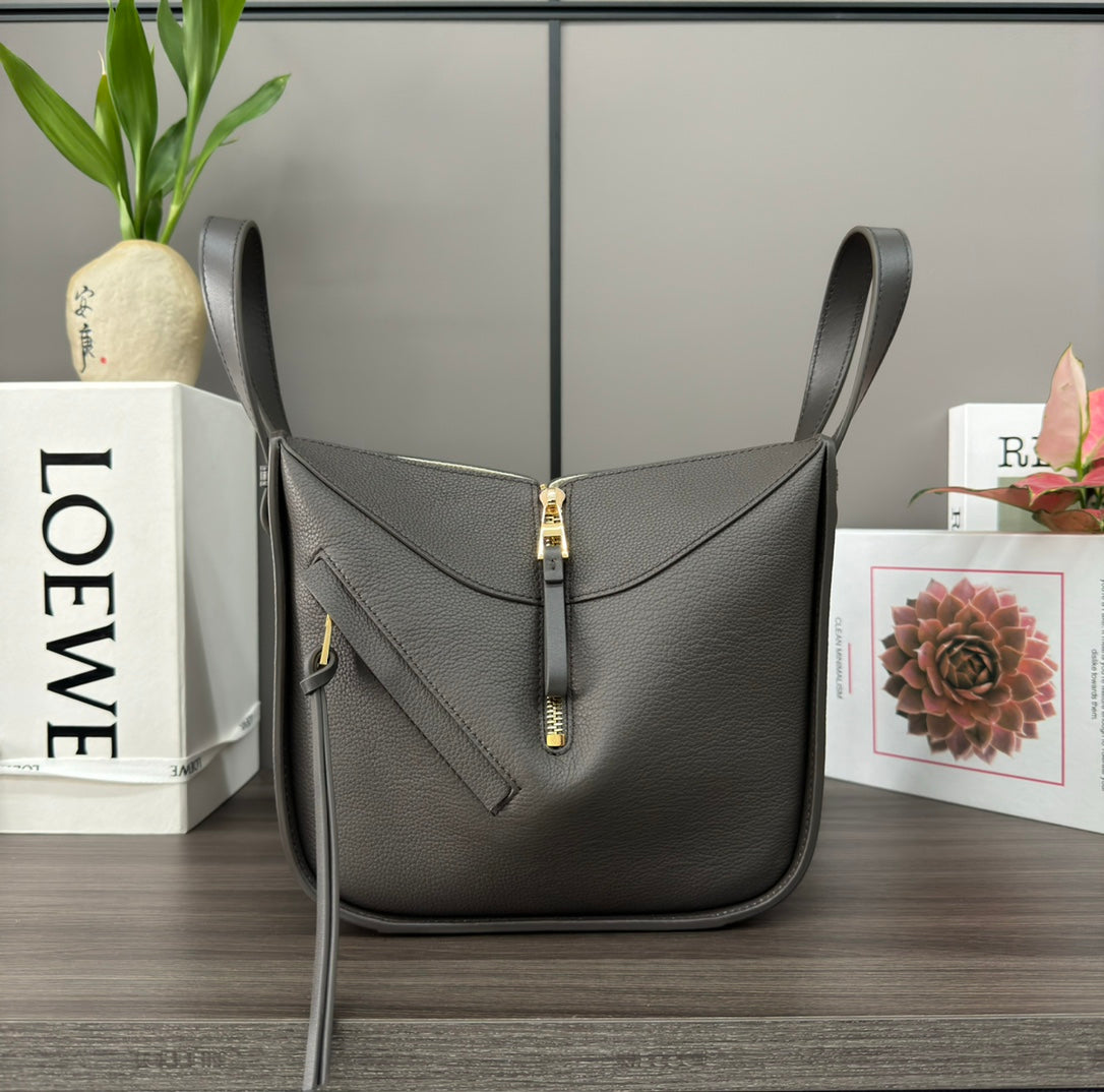 LOEWE LOE 20 HAMMOCK COMPACT BAG IN UMBER BROWN CALFSKIN
