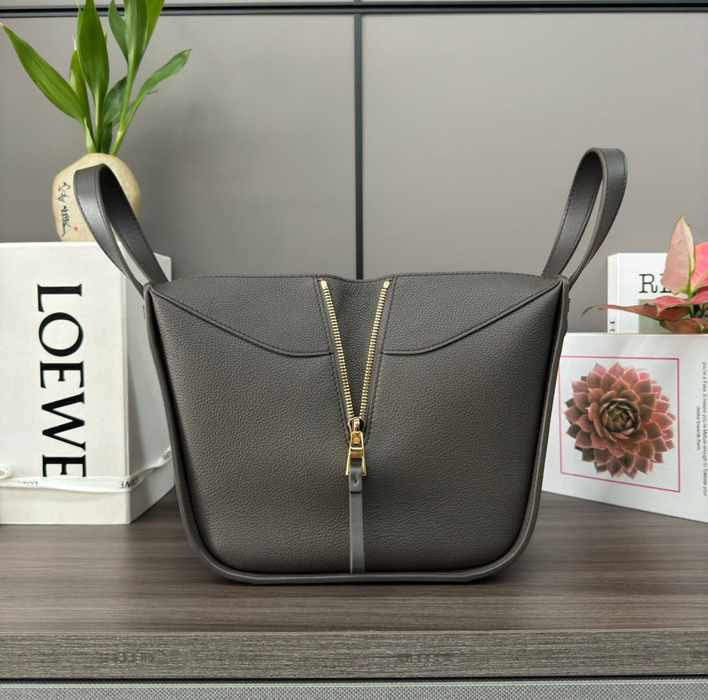 LOEWE LOE 20 HAMMOCK COMPACT BAG IN UMBER BROWN CALFSKIN