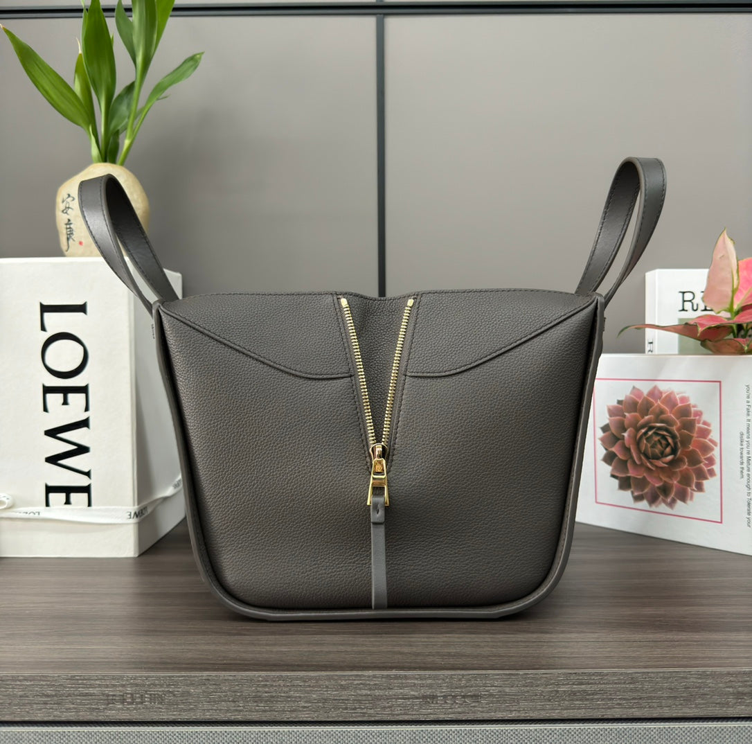 LOEWE LOE 20 HAMMOCK COMPACT BAG IN UMBER BROWN CALFSKIN