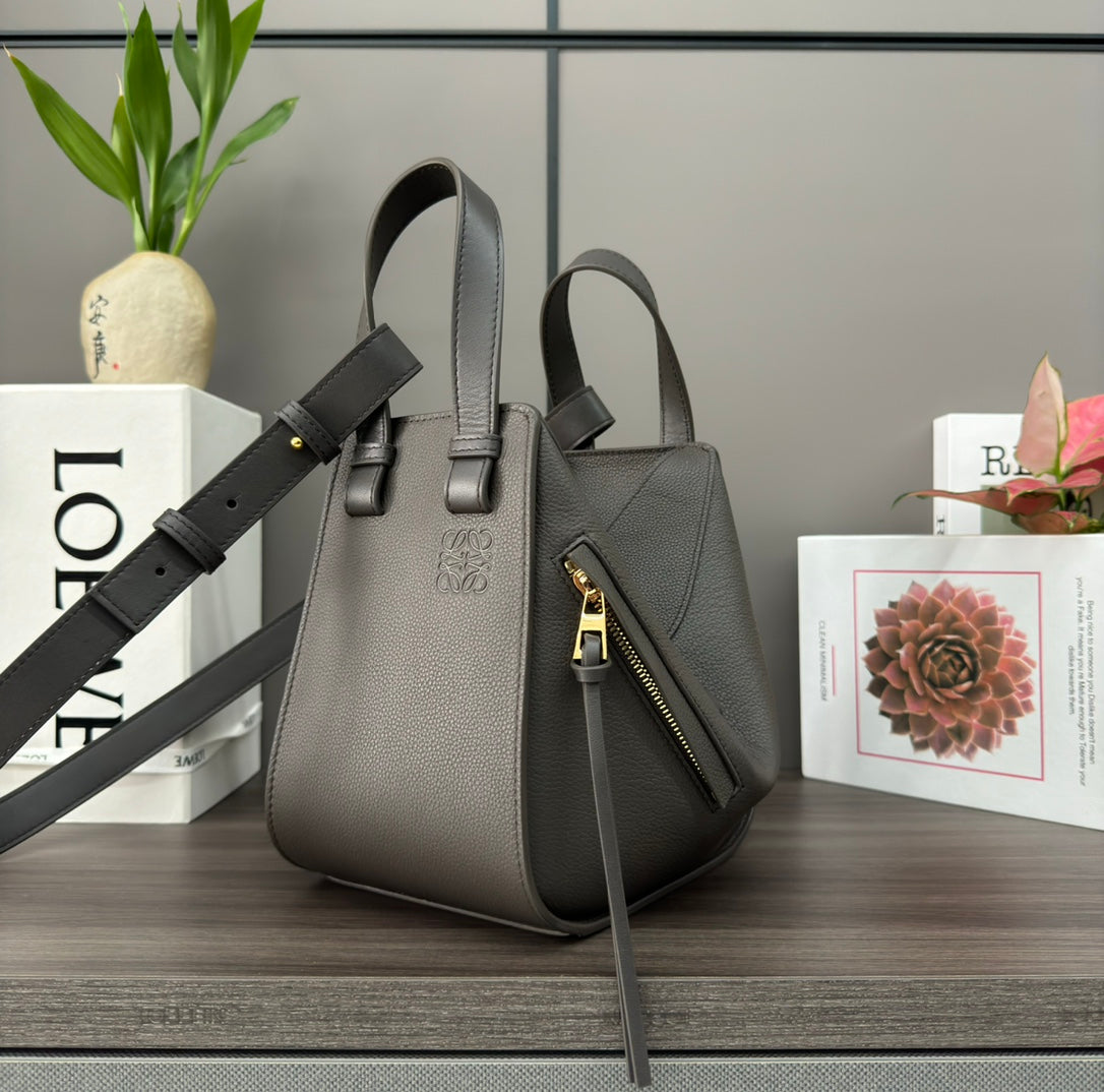 LOEWE LOE 20 HAMMOCK COMPACT BAG IN UMBER BROWN CALFSKIN