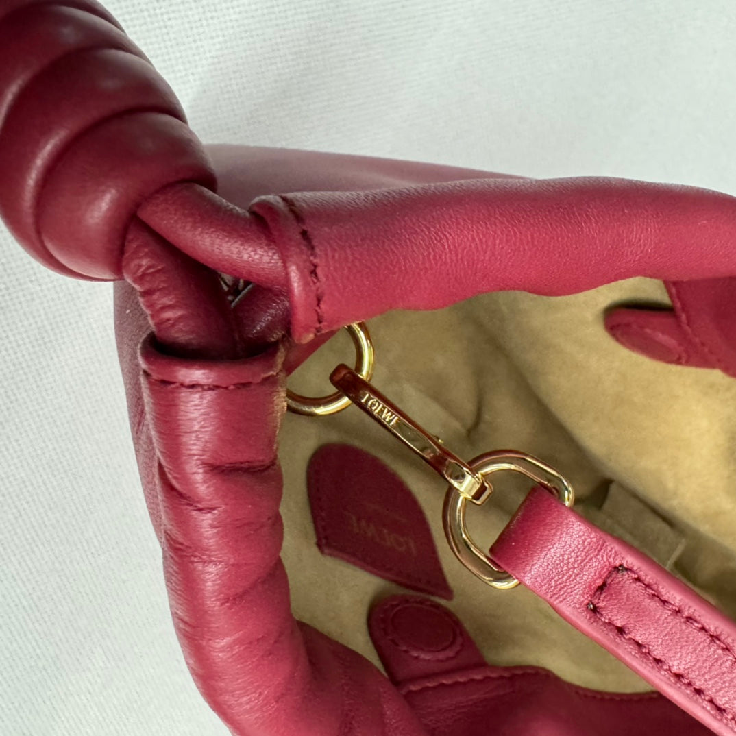 LOEWE LOE 23 FLAMENCO PURSE BUCKET IN RED PINK LAMBSKIN