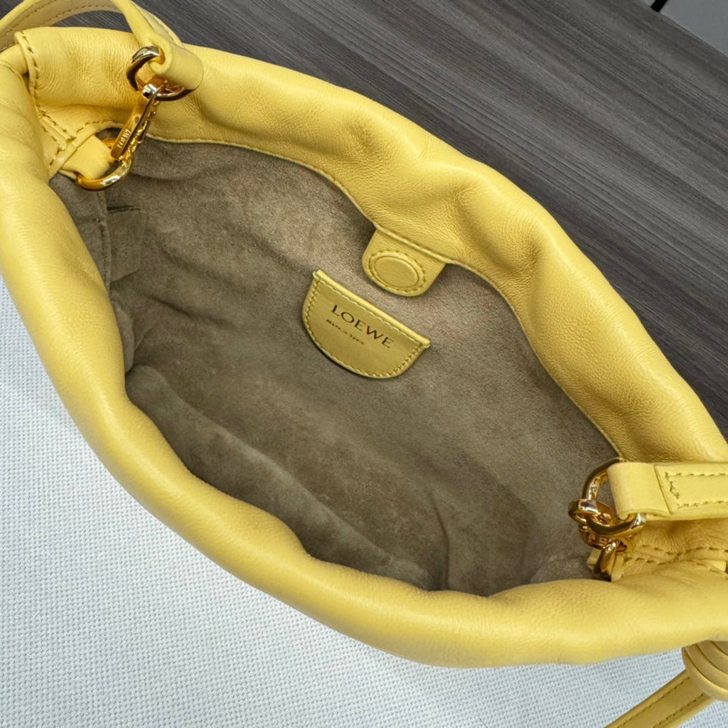 LOEWE LOE 23 FLAMENCO PURSE BUCKET IN YELLOW LAMBSKIN
