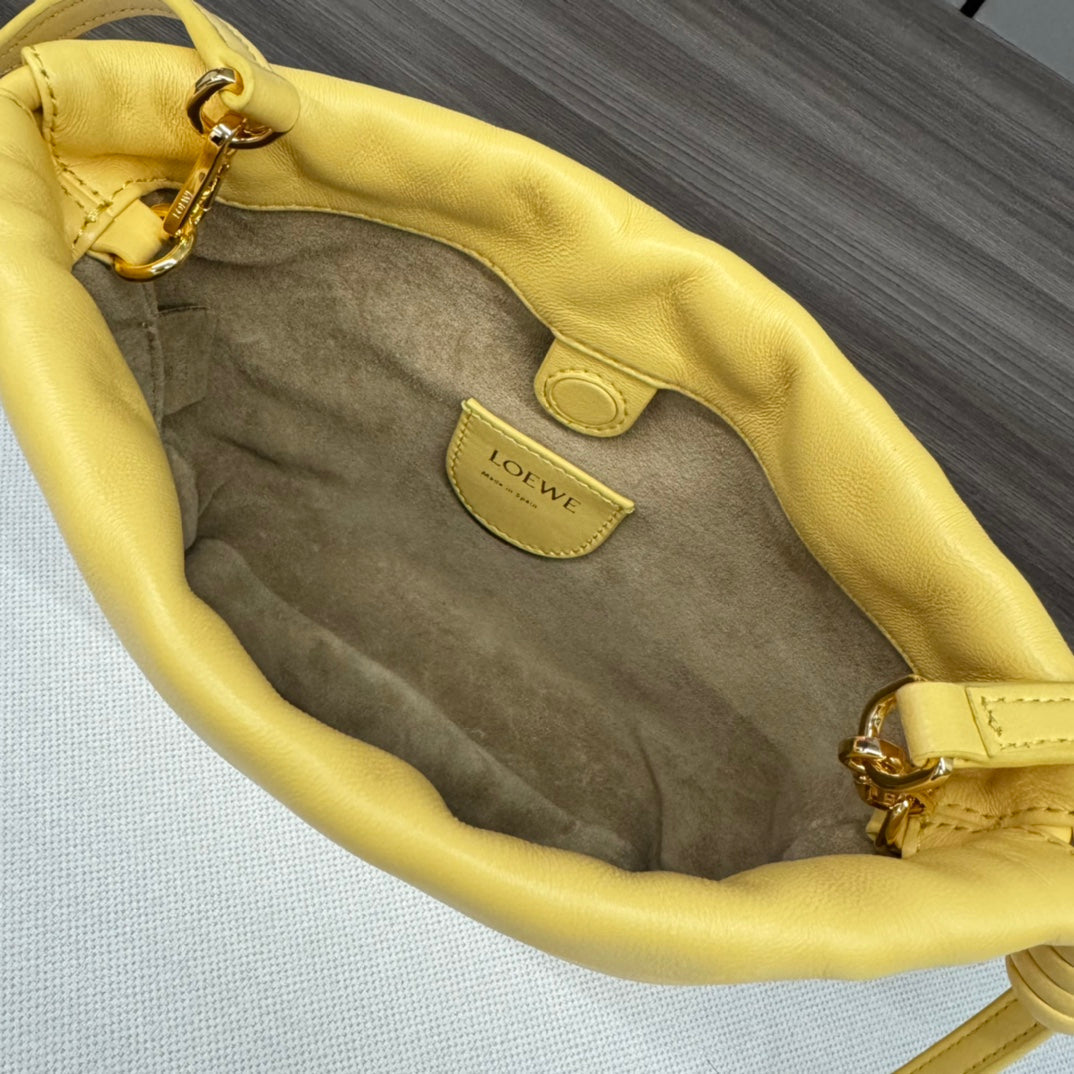 LOEWE LOE 23 FLAMENCO PURSE BUCKET IN YELLOW LAMBSKIN