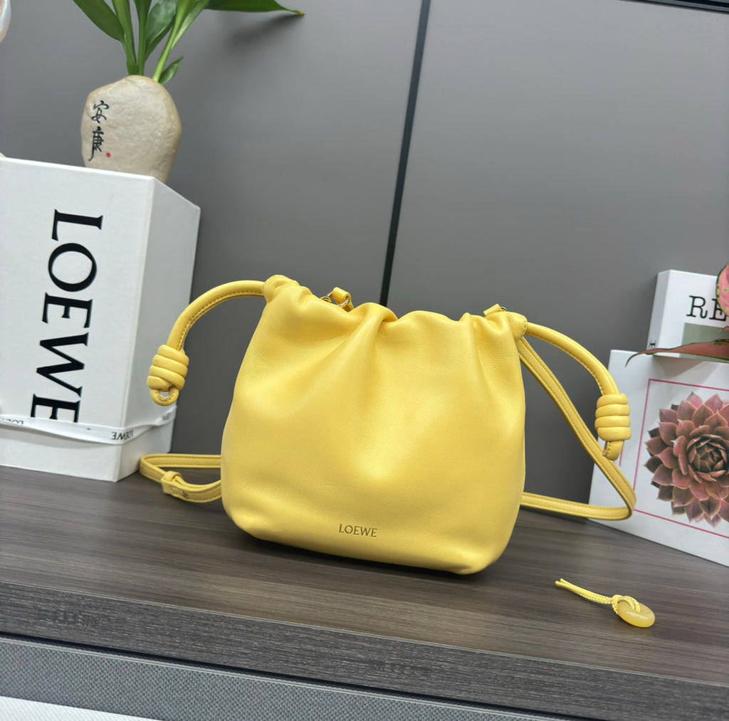 LOEWE LOE 23 FLAMENCO PURSE BUCKET IN YELLOW LAMBSKIN
