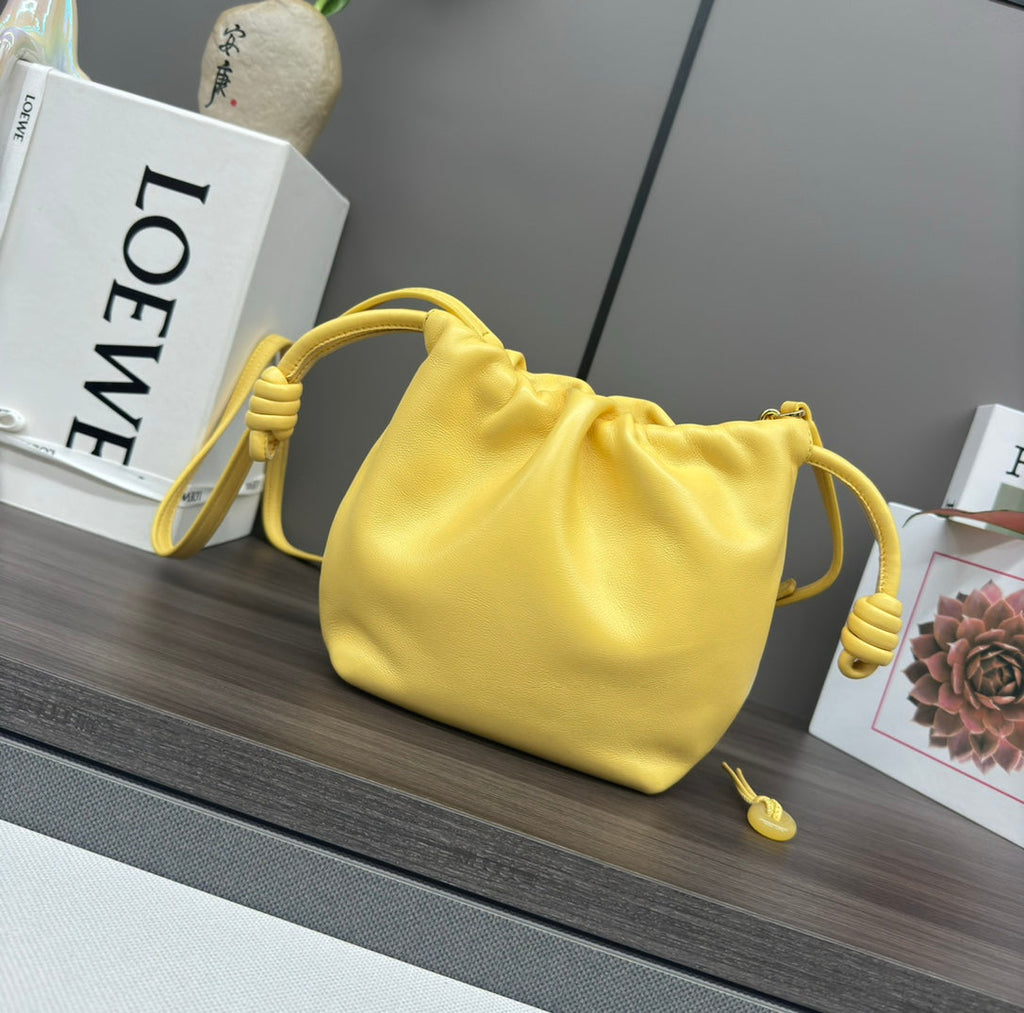 LOEWE LOE 23 FLAMENCO PURSE BUCKET IN YELLOW LAMBSKIN