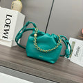 LOEWE LOE 23 FLAMENCO PURSE BUCKET IN TEAL GREEN LAMBSKIN