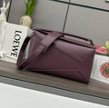 LOEWE LOE PUZZLE 33 BAG IN WINE PURPLE CALFSKIN