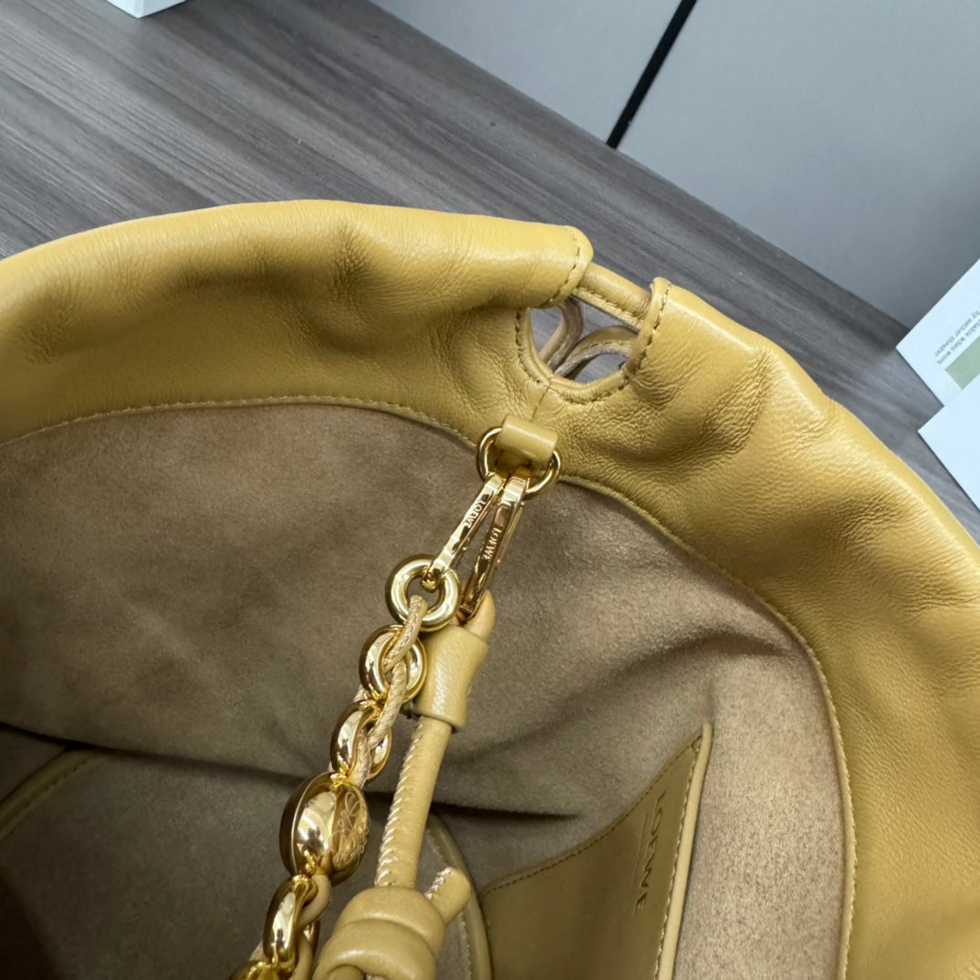 LOEWE LOE 32 FLAMENCO PURSE BUCKET IN PEANUT BROWN LAMBSKIN