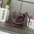 LOEWE LOE 32 FLAMENCO PURSE BUCKET IN CHESTNUT BROWN LAMBSKIN