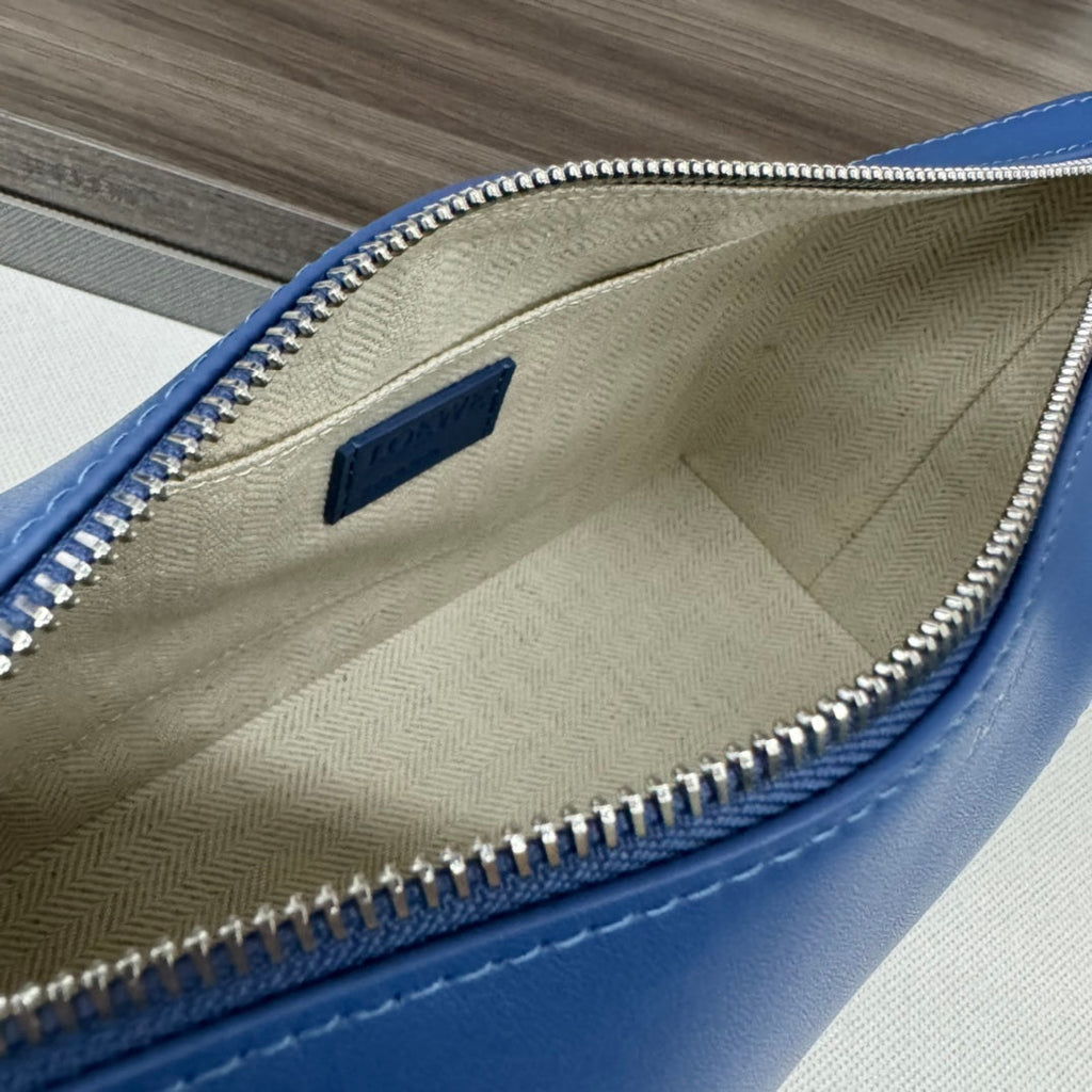 LOEWE PUZZLE FOLD WASH 22 BAG IN ROYAL BLUE SHINY CALFSKIN