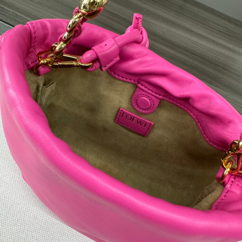 LOEWE LOE 23 FLAMENCO PURSE BUCKET IN FUSICA PINK LAMBSKIN