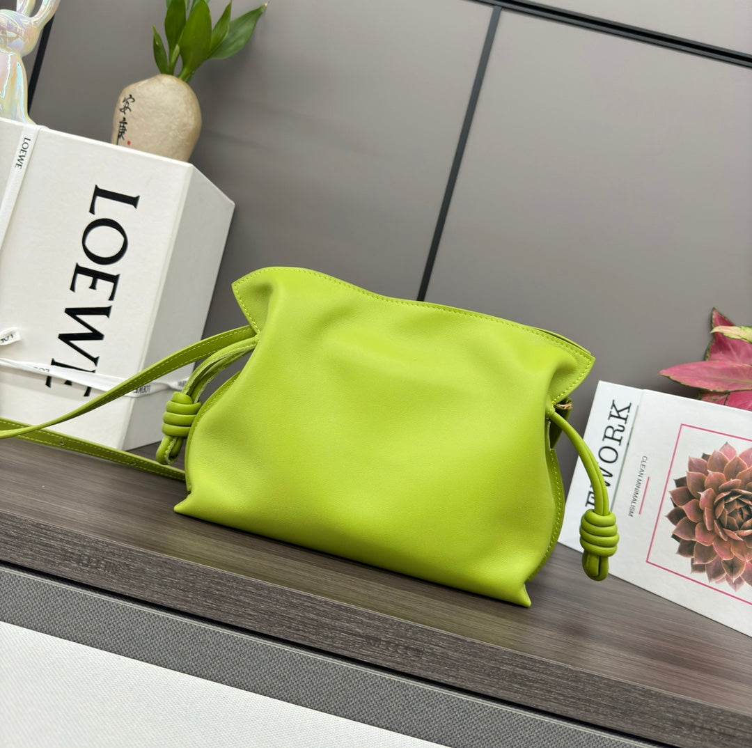 LOEWE LOE 23 MINI FLAMENCO PURSE BAG IN GREEN CHARTREUSE NAPPA LAMBSKIN