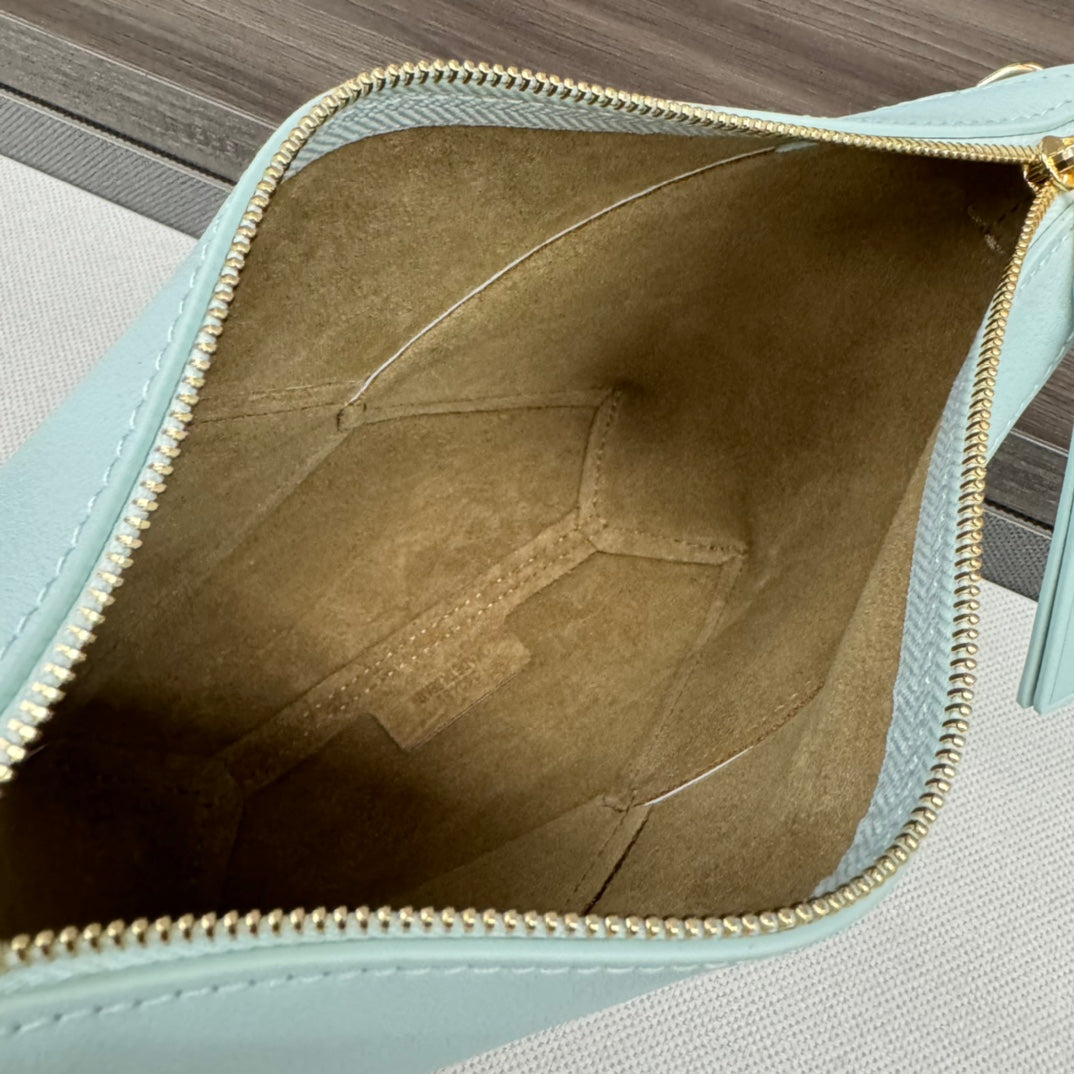 LOEWE LOE MINI 23 FUZZLE FOLD POUCH IN LIGHT BLUE CALFSKIN