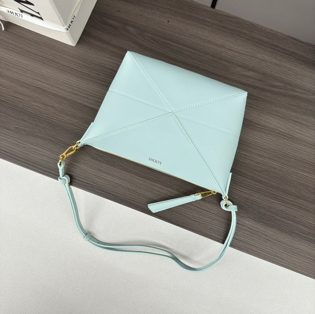 LOEWE LOE MINI 23 FUZZLE FOLD POUCH IN LIGHT BLUE CALFSKIN