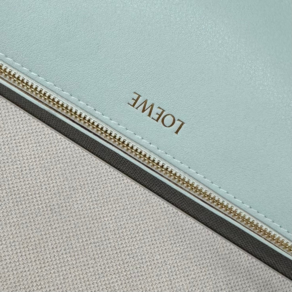 LOEWE LOE MINI 23 FUZZLE FOLD POUCH IN LIGHT BLUE CALFSKIN