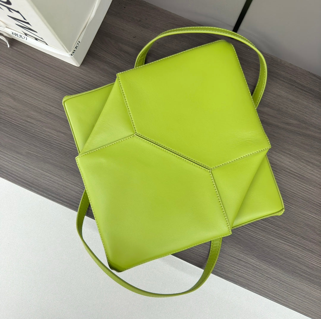 LOEWE LOE 31 FUZZLE FOLD IN GREEN CHARTREUSE CALFSKIN
