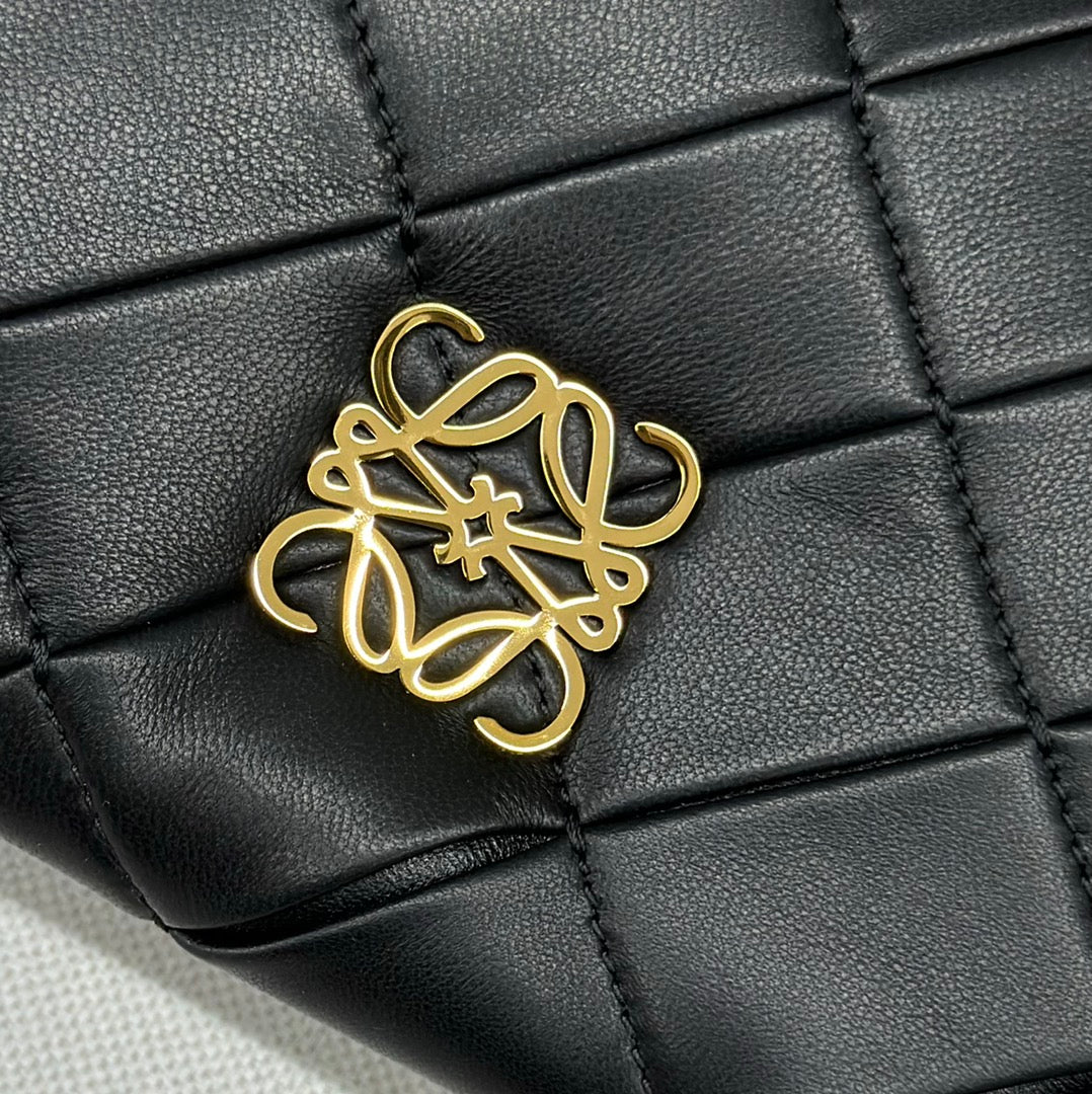 LOEWE LOE 20 PUFFER GOYA BAG IN BLACK NAPPA LAMBSKIN