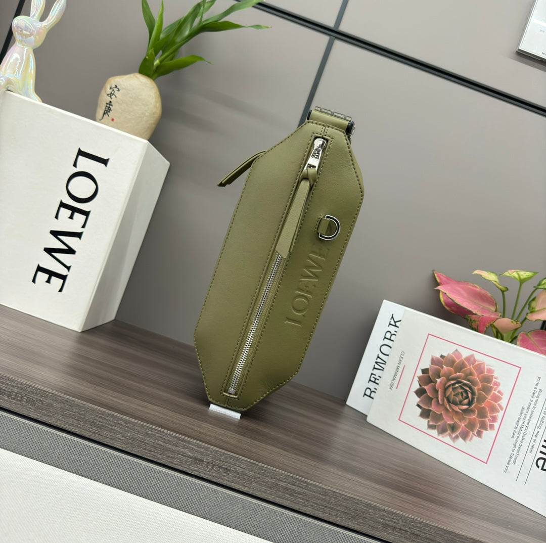 LOEWE CONVERTIBLE SLING 32 IN OLIVE GREEN CLASSIC CALFSKIN