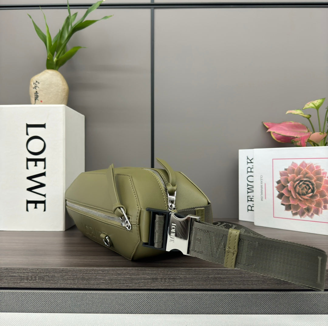 LOEWE CONVERTIBLE SLING 32 IN OLIVE GREEN CLASSIC CALFSKIN