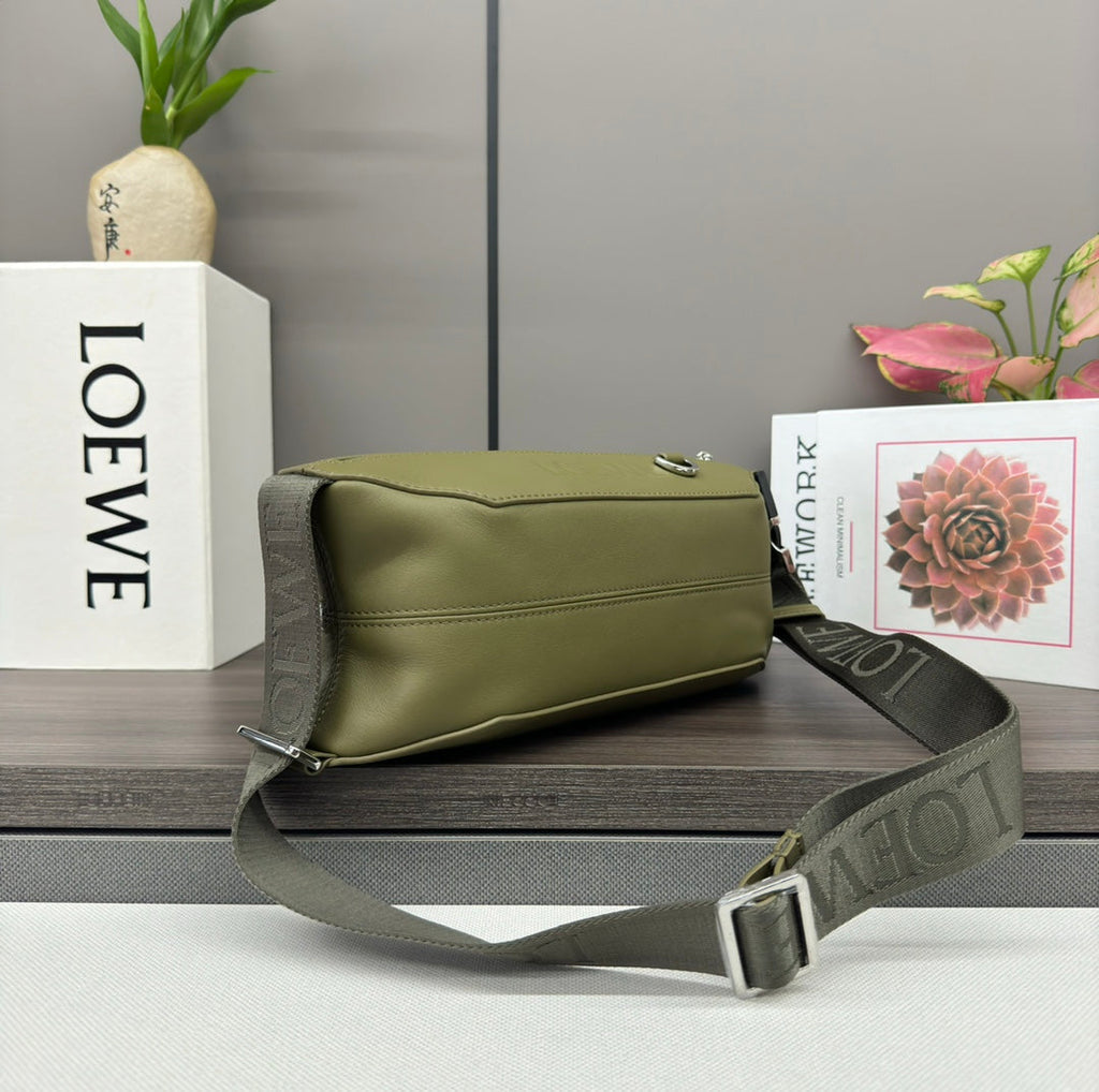 LOEWE CONVERTIBLE SLING 32 IN OLIVE GREEN CLASSIC CALFSKIN