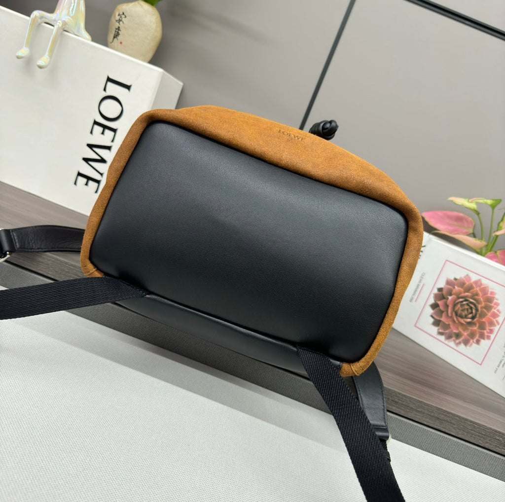 LOEWE FLAMENCO 40 BACKPACK IN CINNAMON BROWN SUEDE