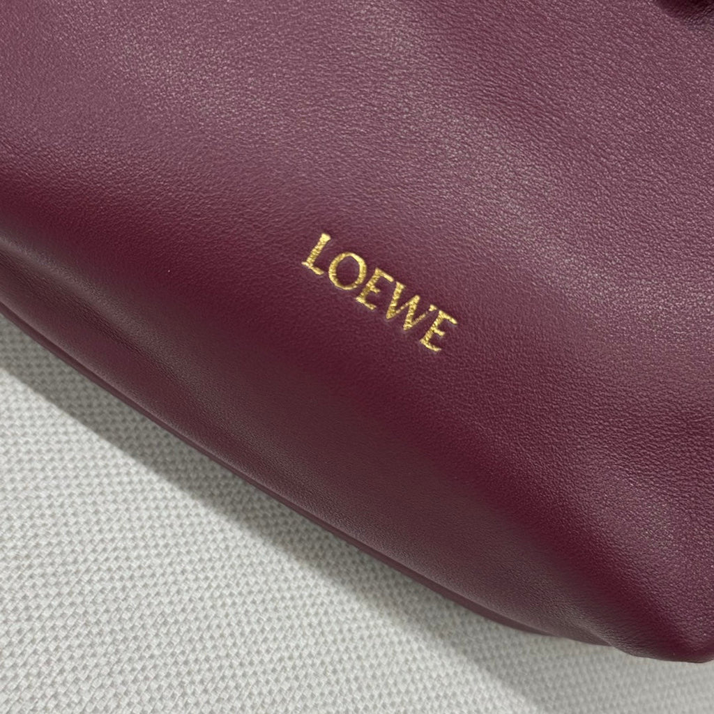 LOEWE LOE 23 FLAMENCO PURSE BUCKET IN PLUM PURPLE LAMBSKIN