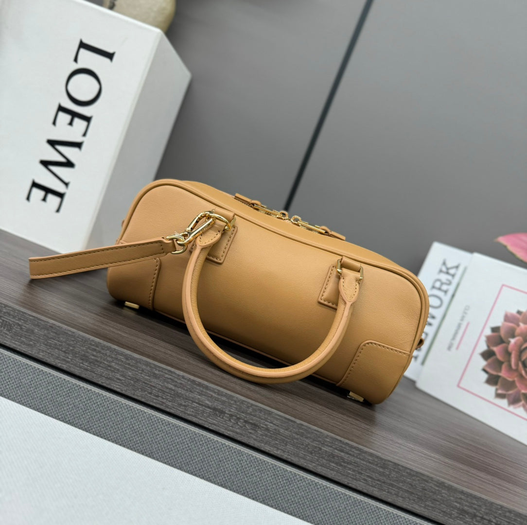 LOEWE AMAZONA 23 CROPPED BAG IN PEANUT BROWN SOFT GRAINED CALFSKIN