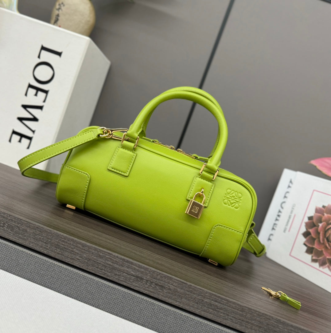 LOEWE AMAZONA 23 CROPPED BAG IN PEAR GREEN SOFT GRAINED CALFSKIN