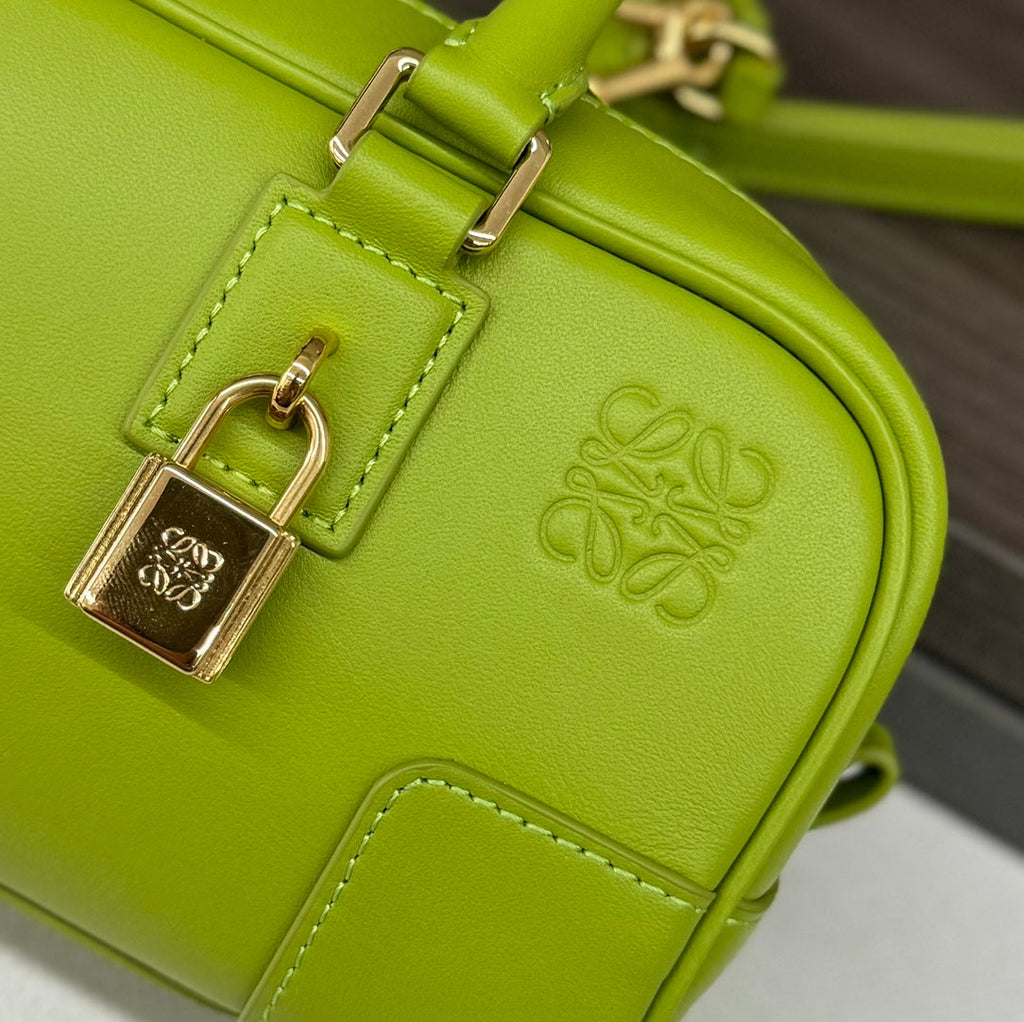 LOEWE AMAZONA 23 CROPPED BAG IN PEAR GREEN SOFT GRAINED CALFSKIN