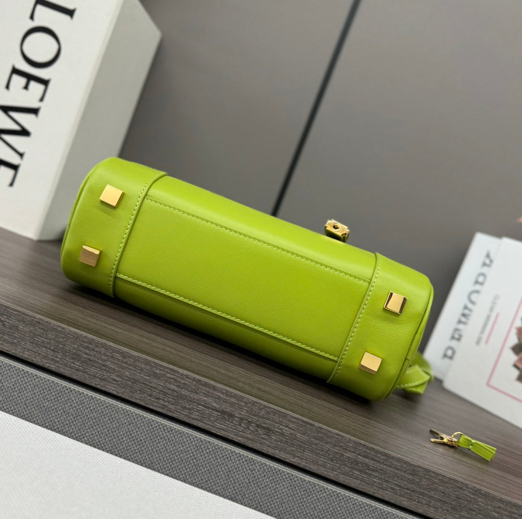 LOEWE AMAZONA 23 CROPPED BAG IN PEAR GREEN SOFT GRAINED CALFSKIN