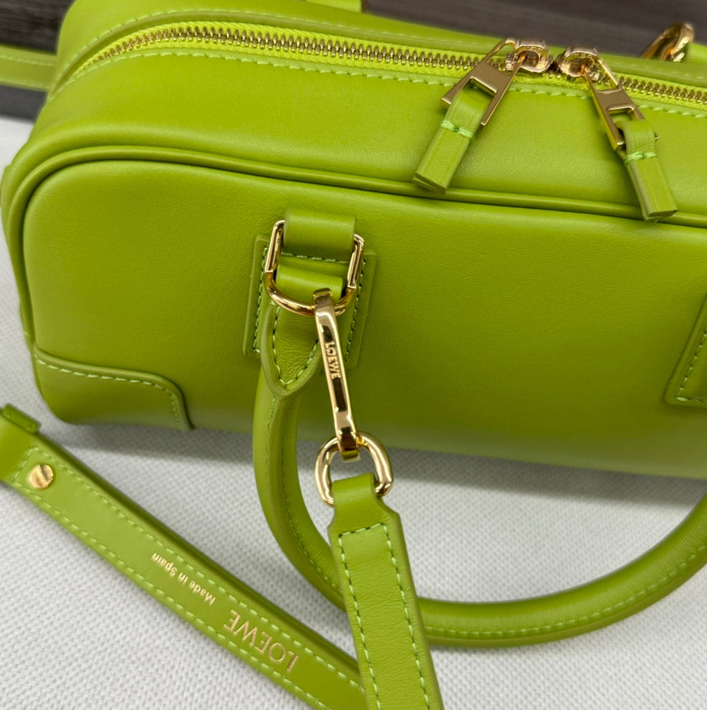 LOEWE AMAZONA 23 CROPPED BAG IN PEAR GREEN SOFT GRAINED CALFSKIN