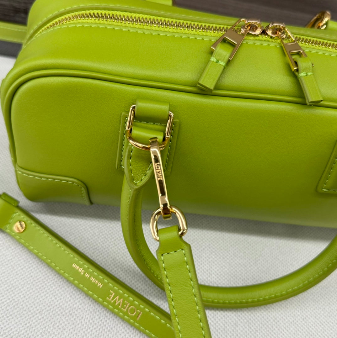 LOEWE AMAZONA 23 CROPPED BAG IN PEAR GREEN SOFT GRAINED CALFSKIN