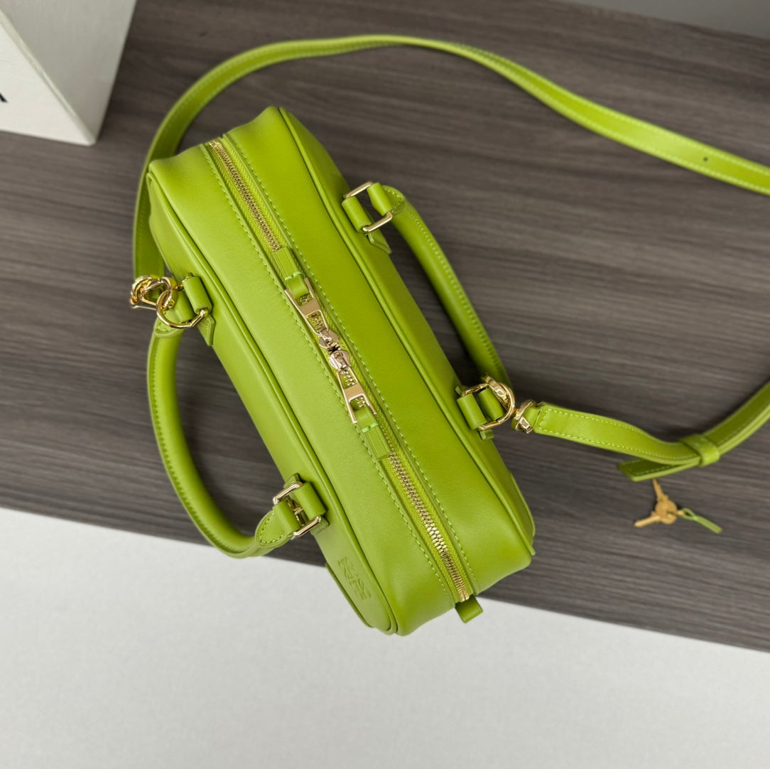 LOEWE AMAZONA 23 CROPPED BAG IN PEAR GREEN SOFT GRAINED CALFSKIN