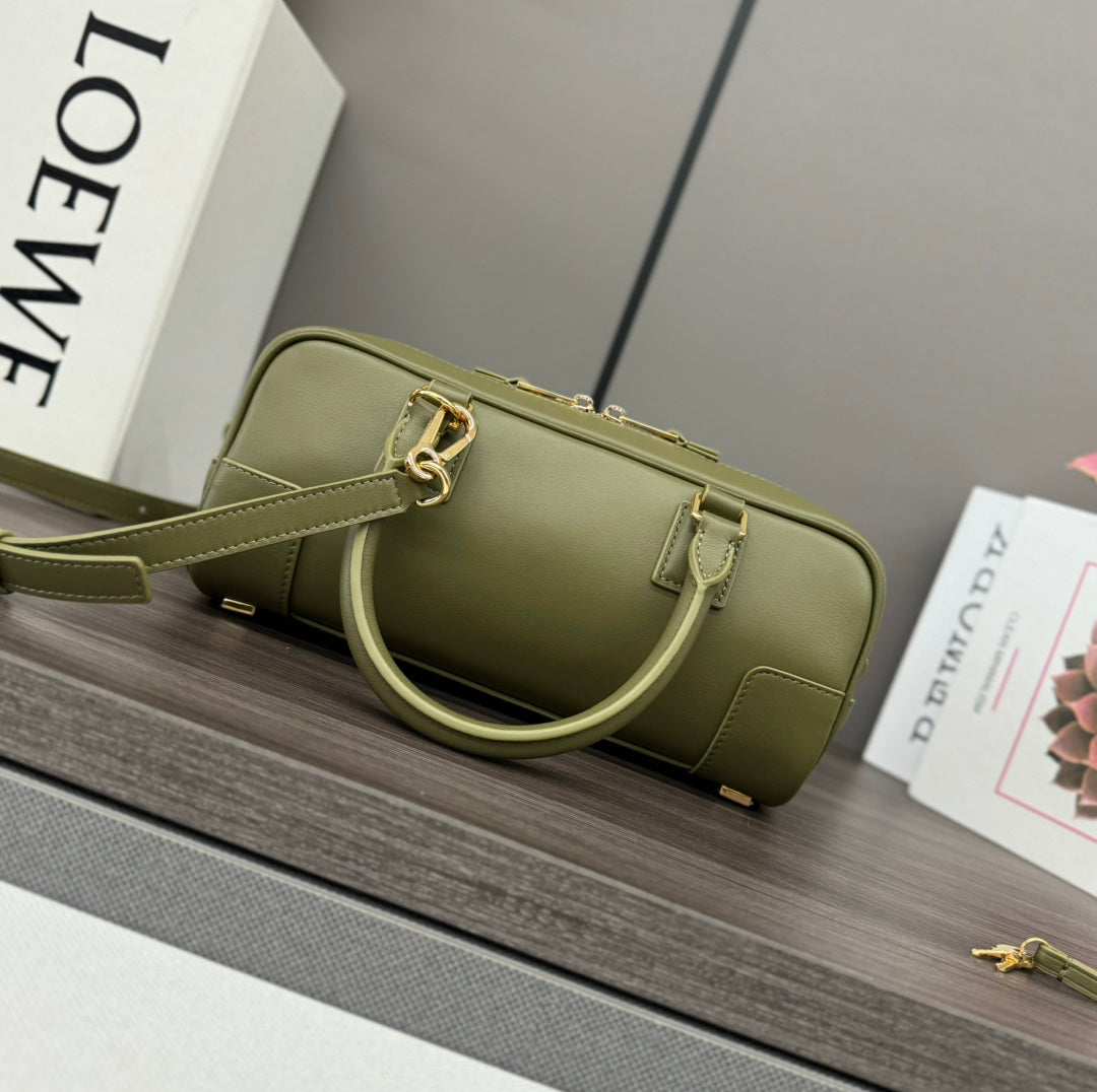 LOEWE AMAZONA 23 CROPPED BAG IN OLIVE GREEN SOFT GRAINED CALFSKIN