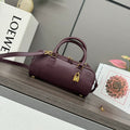 LOEWE AMAZONA 23 CROPPED BAG IN SANGRIA PURPLE SOFT GRAINED CALFSKIN