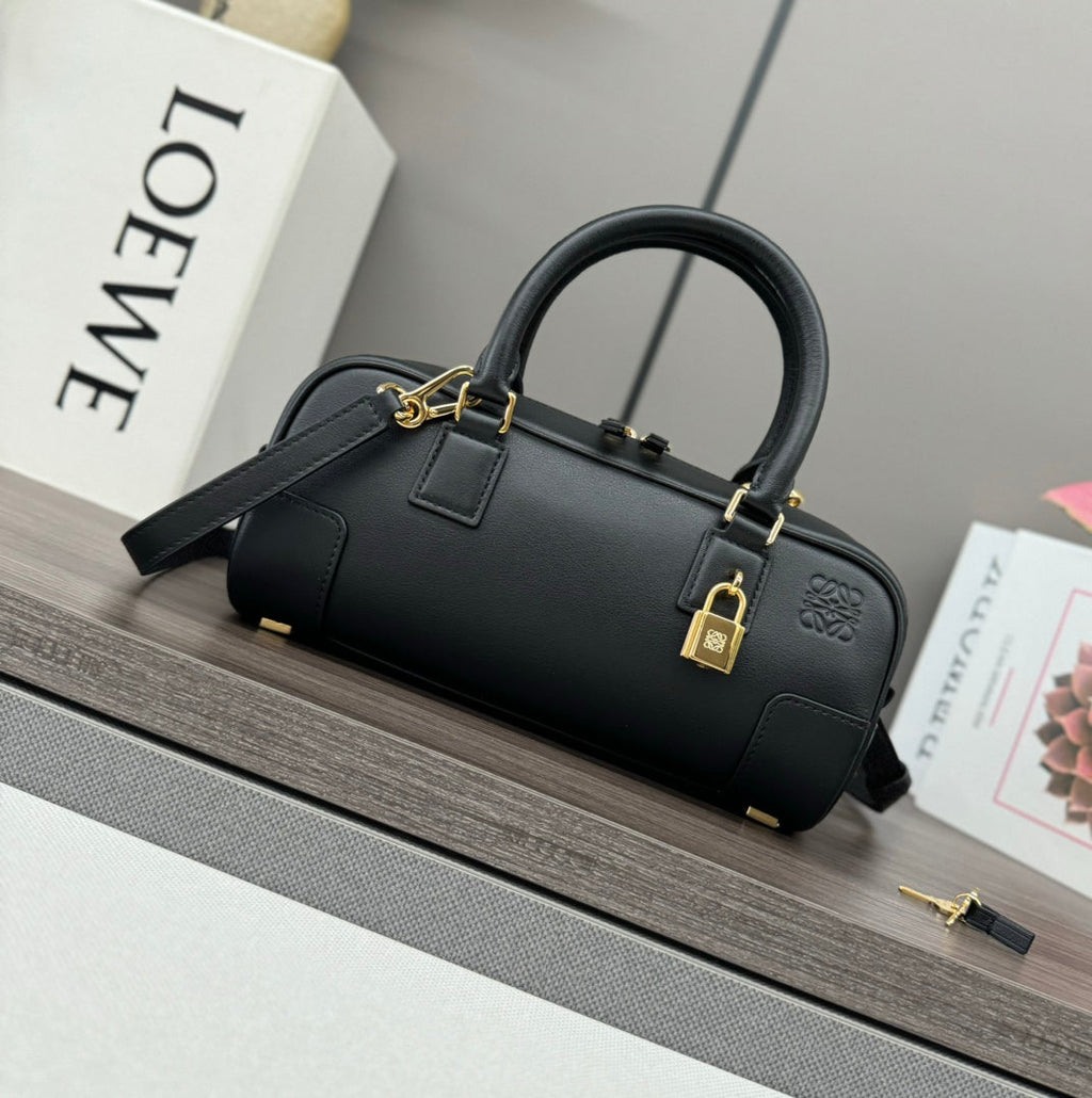 LOEWE AMAZONA 23 CROPPED BAG IN BLACK SOFT GRAINED CALFSKIN