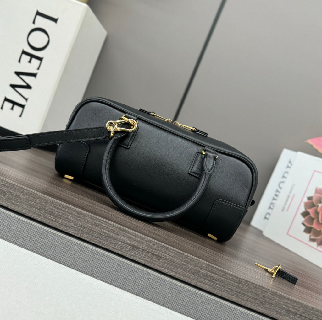 LOEWE AMAZONA 23 CROPPED BAG IN BLACK SOFT GRAINED CALFSKIN