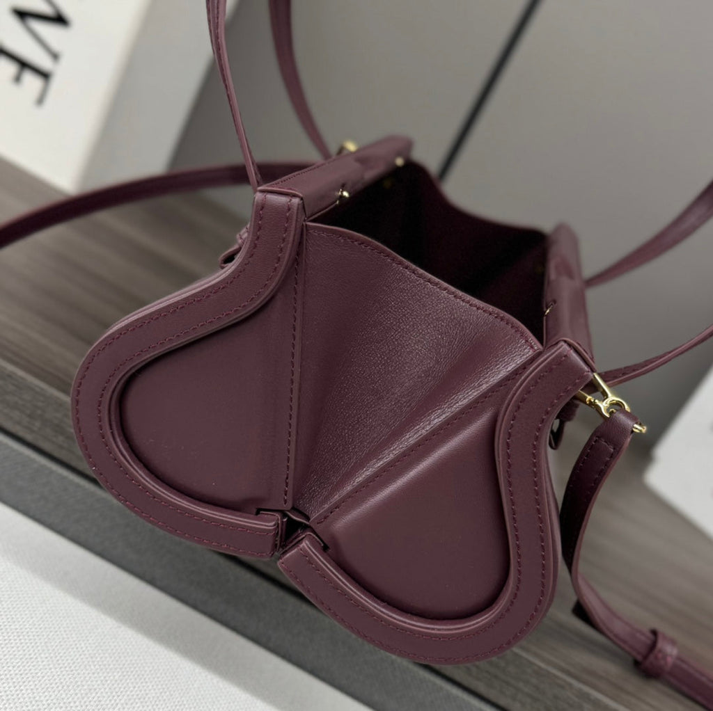 LOEWE CYLINDER BAG 25 IN WINE PURPLE CALFSKIN