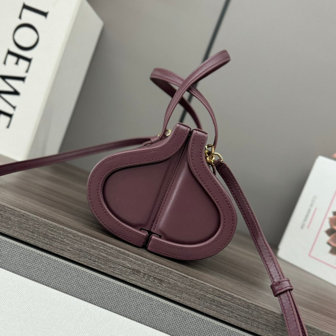 LOEWE CYLINDER BAG 25 IN WINE PURPLE CALFSKIN