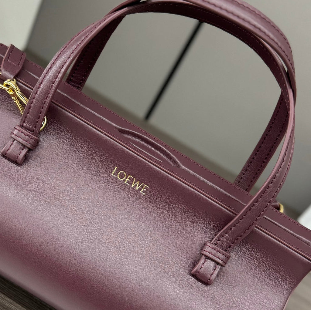 LOEWE CYLINDER BAG 25 IN WINE PURPLE CALFSKIN
