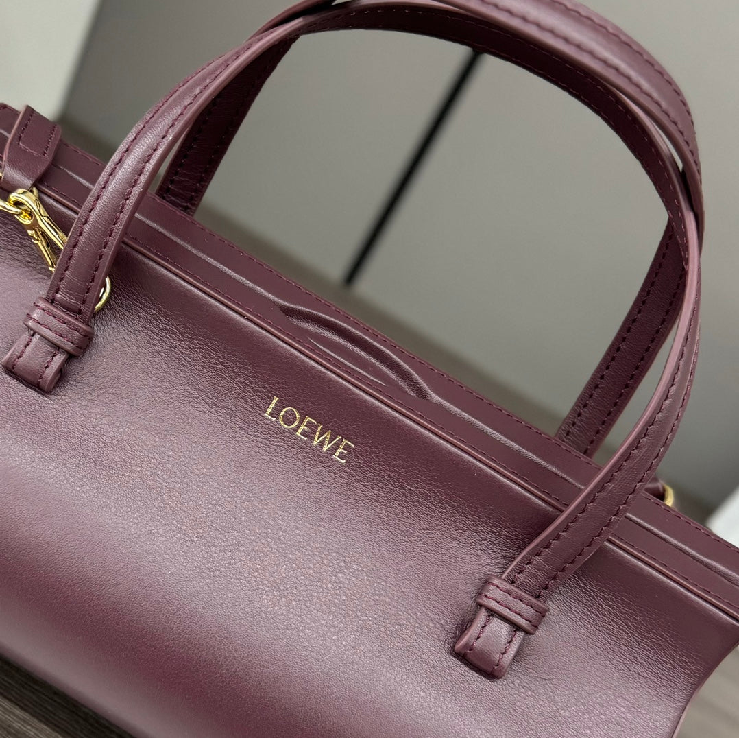 LOEWE CYLINDER BAG 25 IN WINE PURPLE CALFSKIN