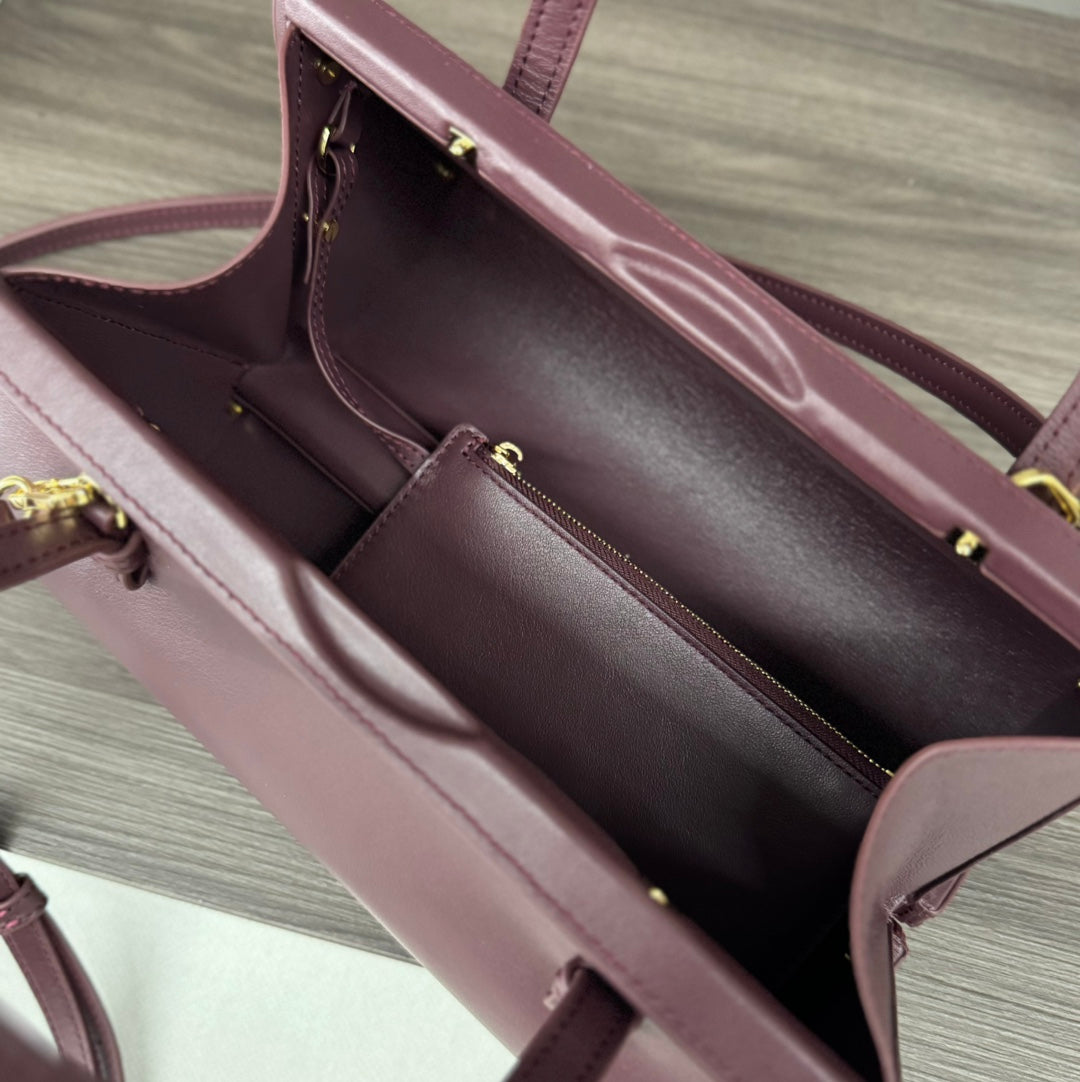 LOEWE CYLINDER BAG 25 IN WINE PURPLE CALFSKIN