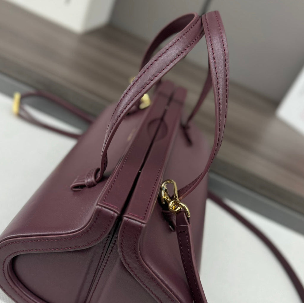 LOEWE CYLINDER BAG 25 IN WINE PURPLE CALFSKIN