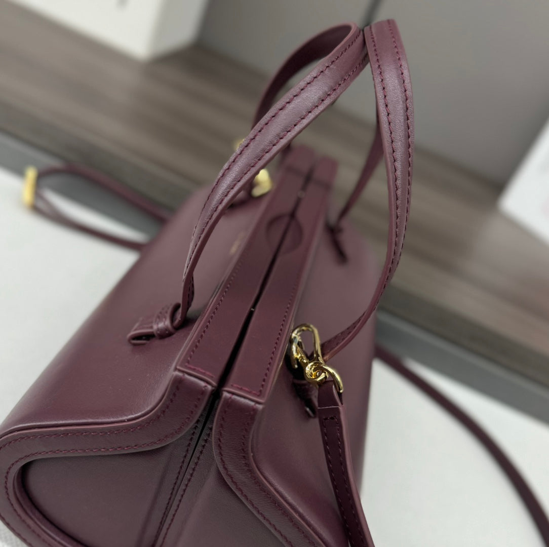 LOEWE CYLINDER BAG 25 IN WINE PURPLE CALFSKIN
