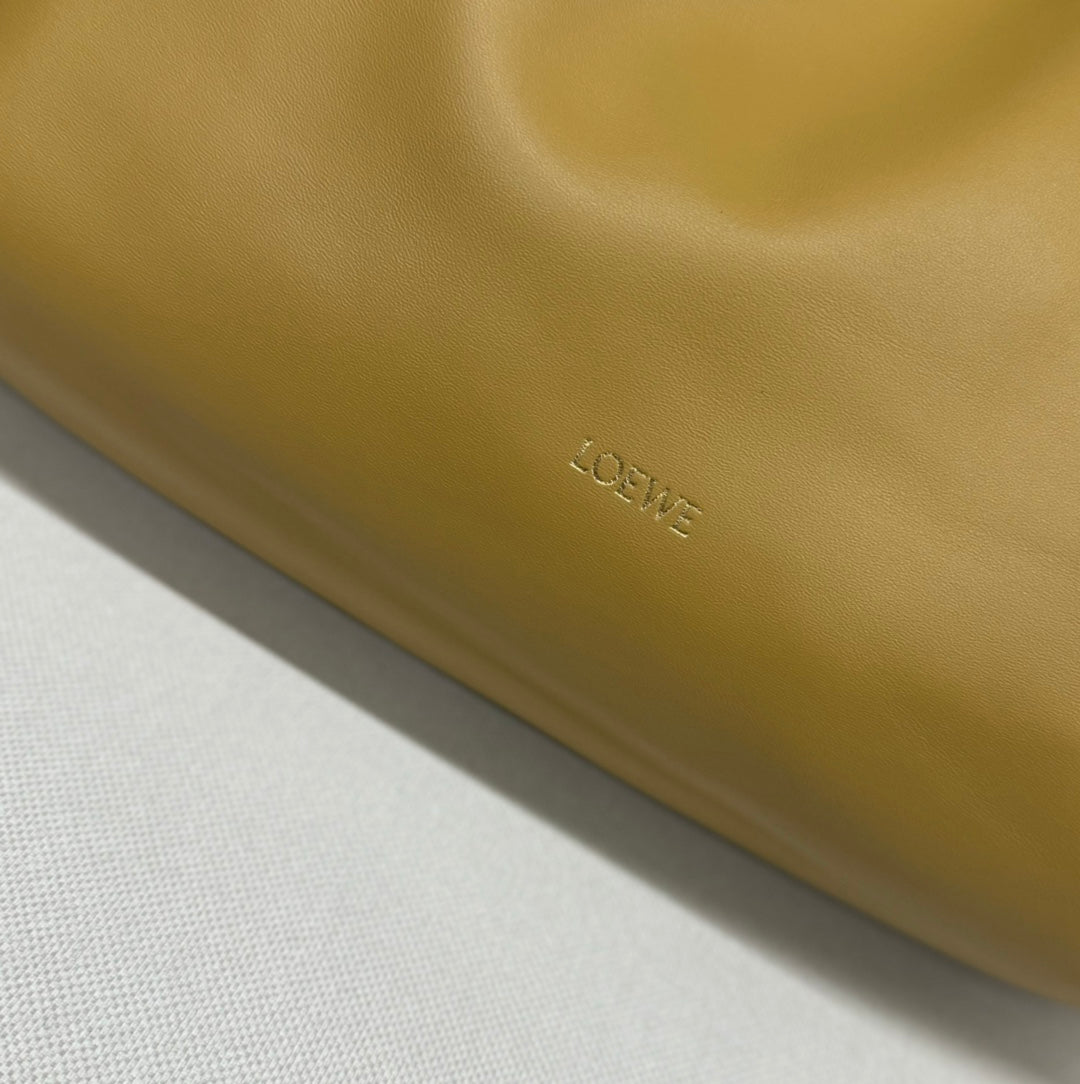 LOEWE LOE LARGE 41 FLAMENCO PURSE BUCKET IN DIJON YELLOW LAMBSKIN GOLD HARDWARE