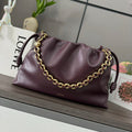LOEWE LOE LARGE 41 FLAMENCO PURSE BUCKET IN WINE PURPLE LAMBSKIN GOLD HARDWARE