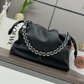LOEWE LOE LARGE 41 FLAMENCO PURSE BUCKET IN BLACK LAMBSKIN SILVER HARDWARE