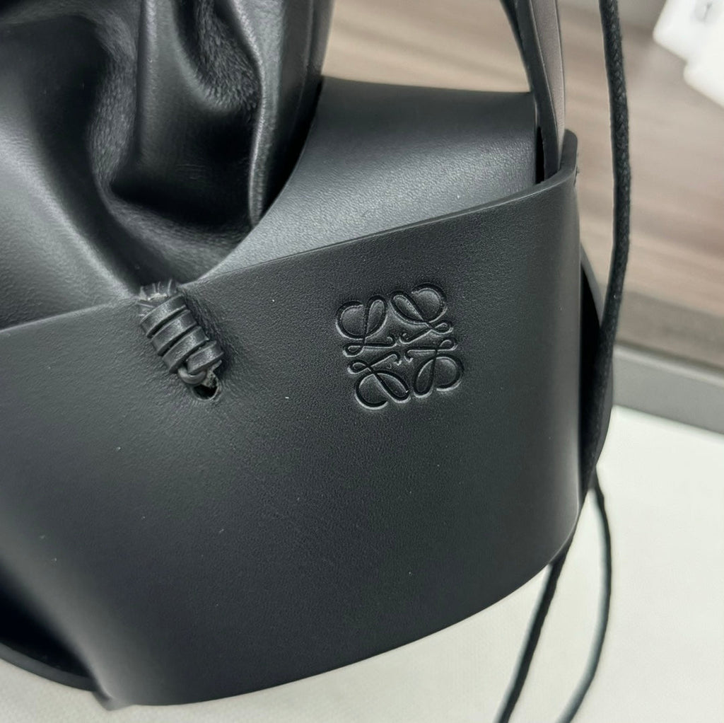 LOEWE LOE INTERLACED HOBO 38 BAG IN BLACK CALFSKIN